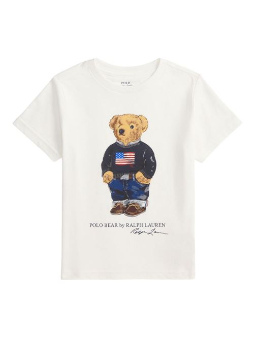 T-shirt bambino Polo Ralph Lauren bianca con stampa Polo Bear RALPH LAUREN KIDS | P00508001